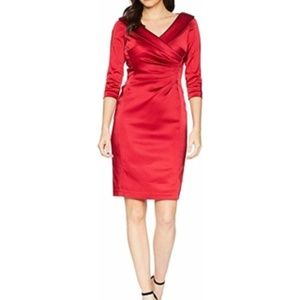 {Tahari} Lipstick color short sleeve cocktaildress